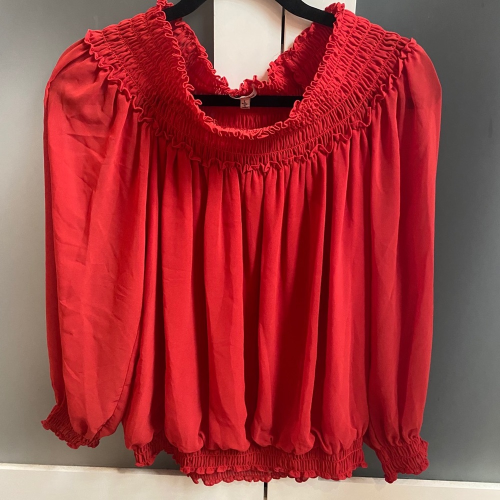 Red over the shoulder blouse